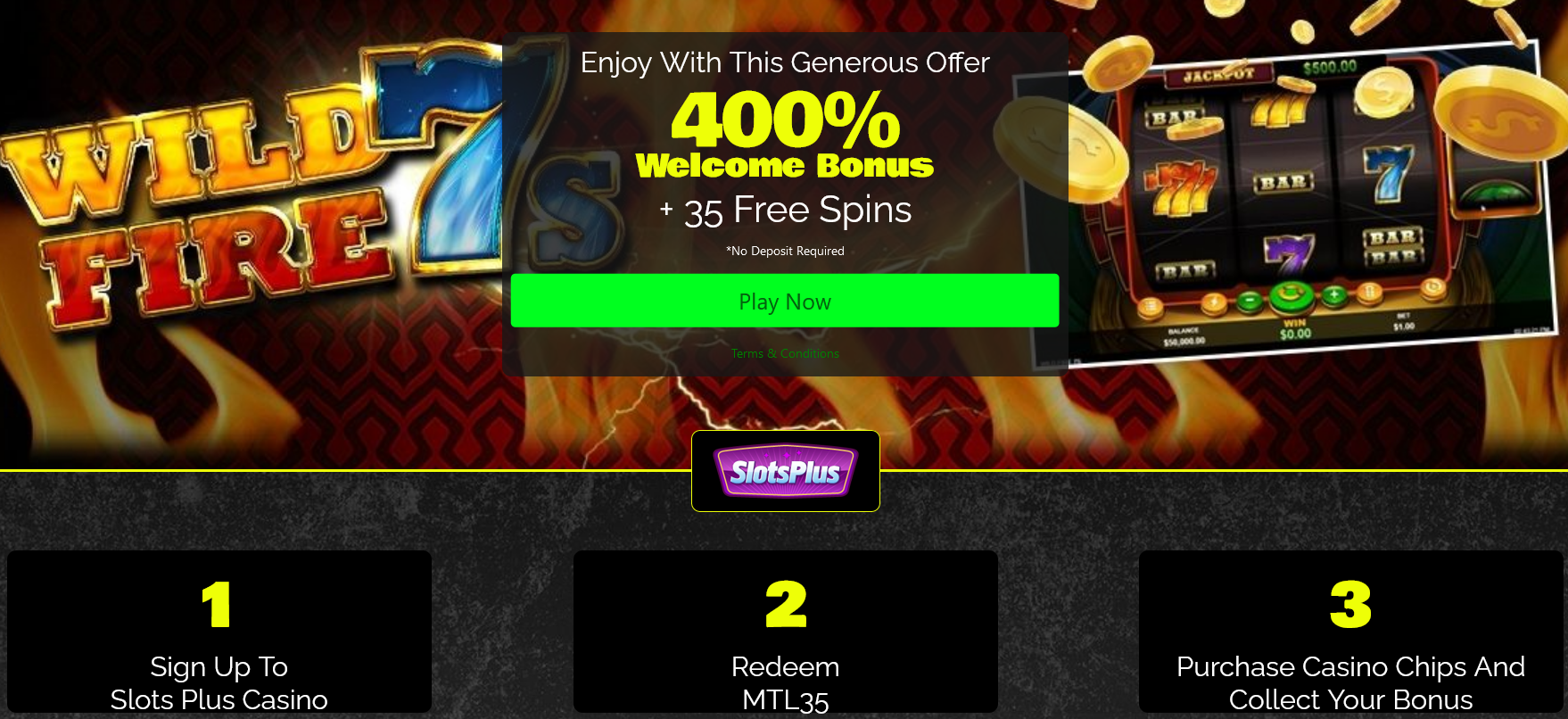 Slots Plus Casino-400% Welcome Bonus+35 Free Spins