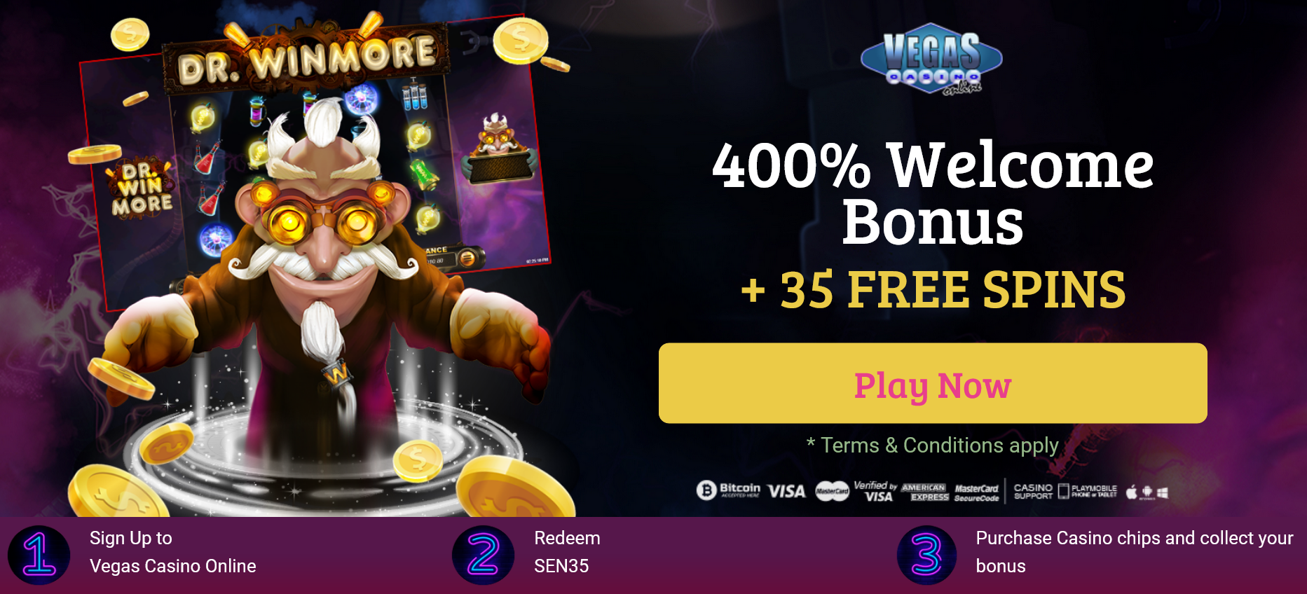 400% WELCOME BONUS + 35 FREE SPINS